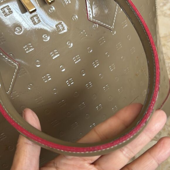 Arcadia Classic Large Alma Style Satchel Patent Leather Monogram Red Accents Bag - Picture 16 of 16